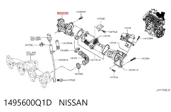 Válvula EGR 1495600Q1D Nissan/Infiniti