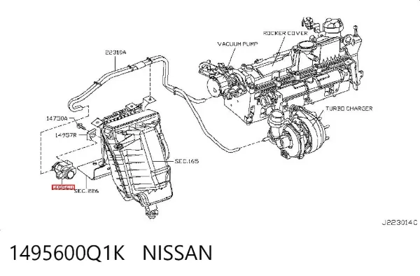 Válvula solenoide de control de presión de sobrealimentación 1495600Q1K Nissan/Infiniti