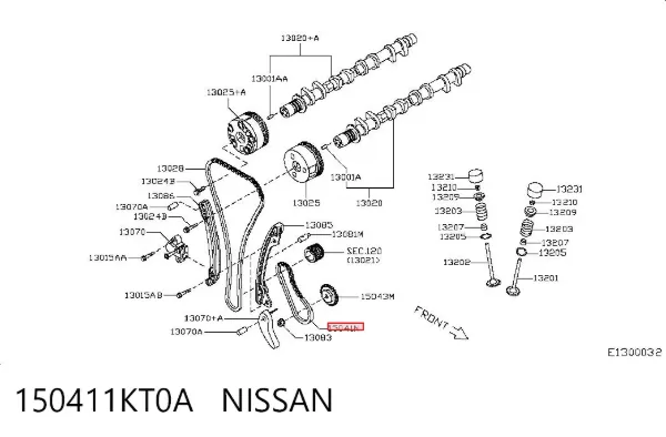 Cadena de distribución del eje de equilibrado 150411KT0A Nissan/Infiniti