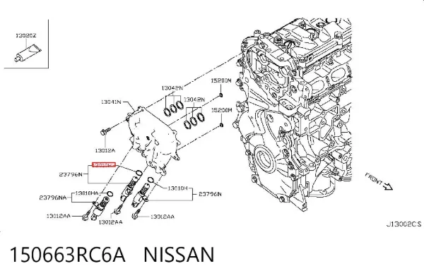 Junta de manguera de drenaje de aceite de turbina 150663RC6A Nissan/Infiniti