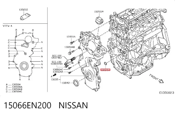 Junta de tapa frontal del motor, retén de la bomba de inyección 15066EN200 Nissan/Infiniti