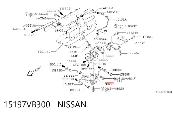 Tubo de suministro de aceite a la turbina 15197VB300 Nissan/Infiniti