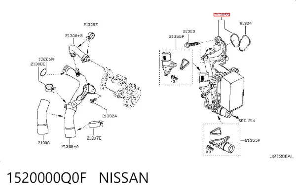 Portafiltro de aceite 1520000Q0F Nissan/Infiniti