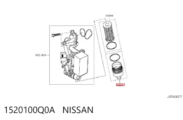 Tapa del filtro de aceite 1520100Q0A Nissan/Infiniti