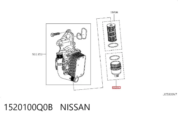 Tapa del filtro de aceite 1520100Q0B Nissan/Infiniti