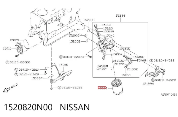 Filtro de aceite 1520820N00 Nissan/Infiniti