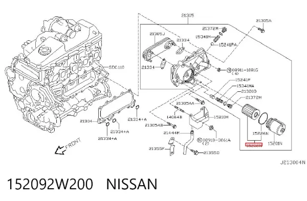 Filtro de aceite 152092W200 Nissan/Infiniti