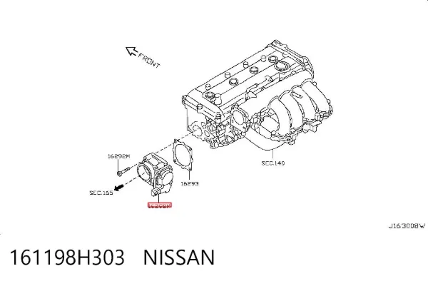 Cuerpo de mariposa 161198H303 Nissan/Infiniti