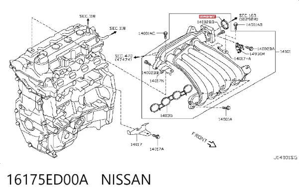Junta cuerpo mariposa 16175ED00A Nissan/Infiniti