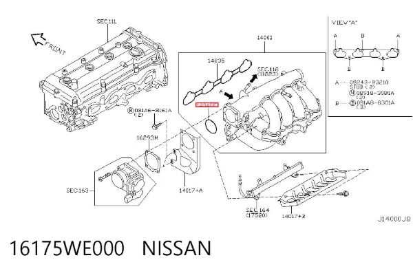 Junta superior del colector de admisión Nissan Primera P12