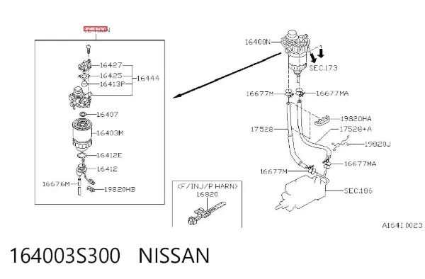 Filtro de combustible 164003S300 Nissan/Infiniti