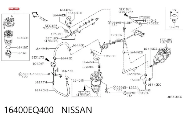 Filtro de combustible 16400EQ400 Nissan/Infiniti