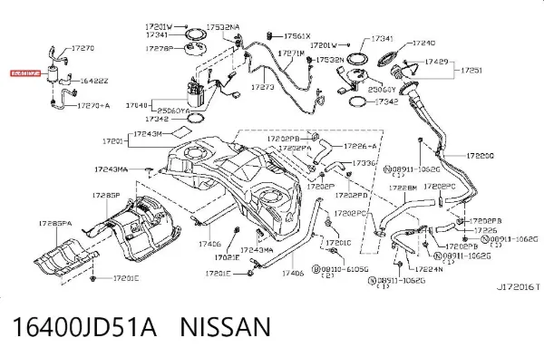 Filtro de combustible 16400JD51A Nissan/Infiniti