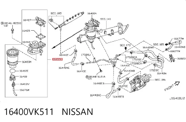 Filtro de combustible 16400VK511 Nissan/Infiniti