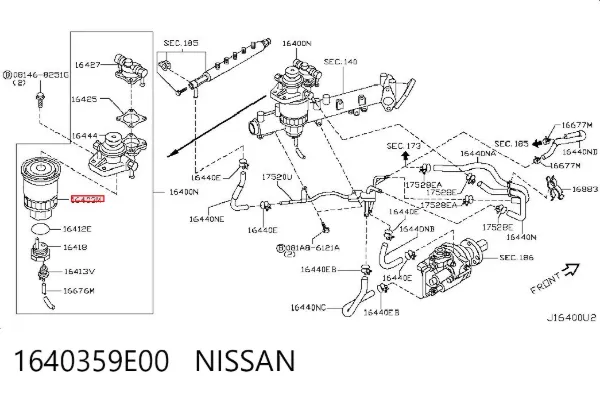 Filtro de combustible 1640359E00 Nissan/Infiniti