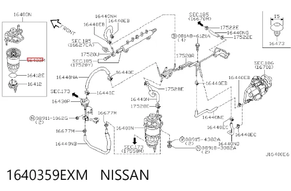 Filtro de combustible 1640359EXM Nissan/Infiniti