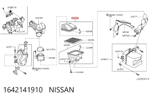 Carcasa del filtro de aire, parte superior 1642141910 Nissan/Infiniti
