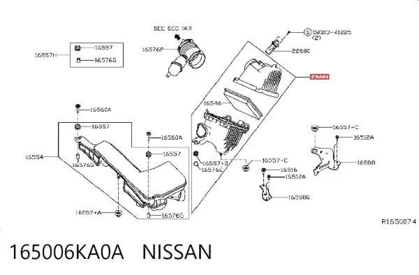 Caja del filtro de aire 165006KA0A Nissan/Infiniti