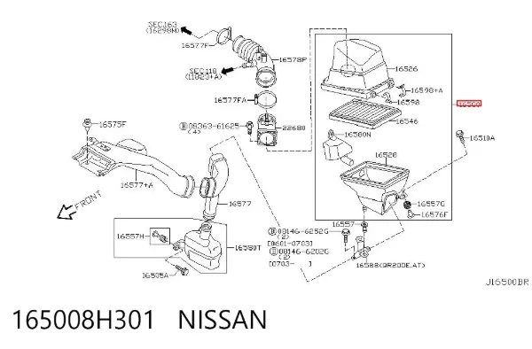 Caja del filtro de aire 165008H301 Nissan/Infiniti