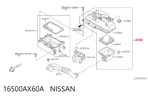 Caja del filtro de aire 16500AX60A Nissan/Infiniti