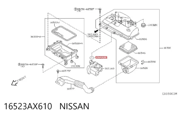 Junta cuerpo mariposa 16523AX610 Nissan/Infiniti