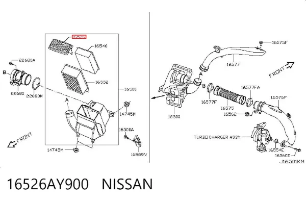 Carcasa del filtro de aire, parte superior 16526AY900 Nissan/Infiniti