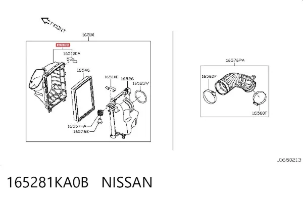 Caja del filtro de aire, parte inferior 165281KA0B Nissan/Infiniti