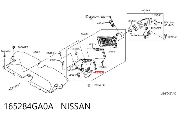 Caja del filtro de aire 165284GA0A Nissan/Infiniti
