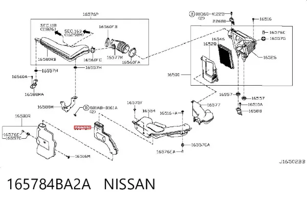 Tubo de admisión de aire, entrada al resonador 165784BA2A Nissan/Infiniti