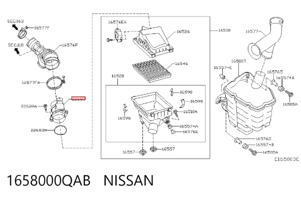 Caudalímetro 1658000QAB Nissan/Infiniti