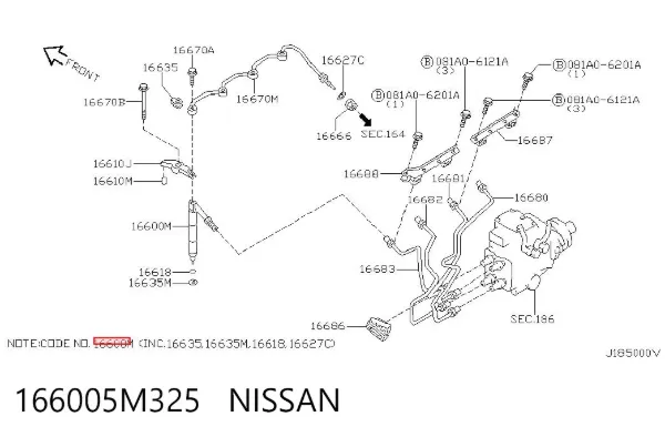 Inyector 166005M325 Nissan/Infiniti