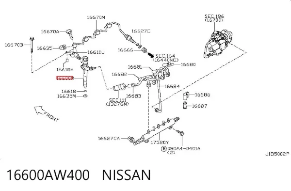 Inyector 16600AW400 Nissan/Infiniti