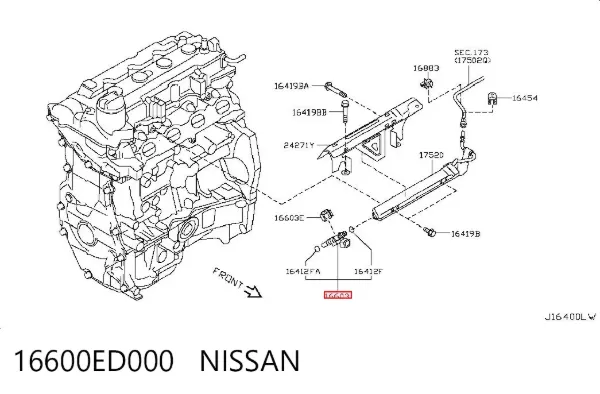 Inyector 16600ED000 Nissan/Infiniti
