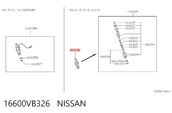 Inyector 16600VB326 Nissan/Infiniti