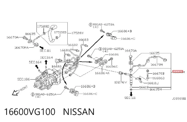 Inyector 16600VG100 Nissan/Infiniti