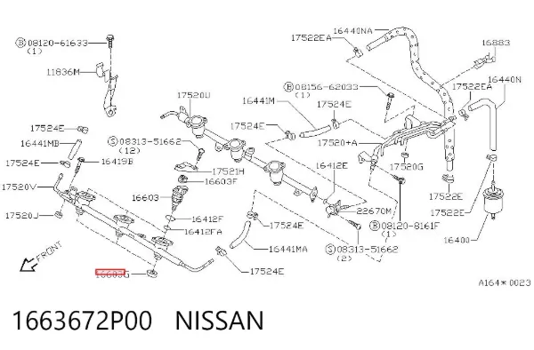 Junta de inyectores 1663672P00 Nissan/Infiniti