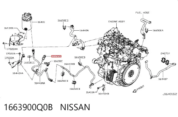 Sensor de presión de combustible 1663900Q0B Nissan/Infiniti