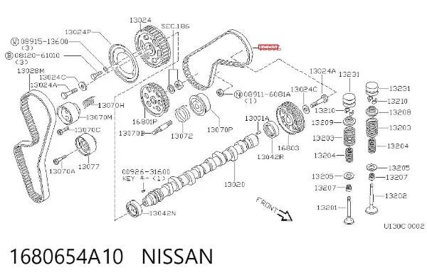 Correa de la bomba de inyección 1680654A10 Nissan/Infiniti