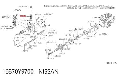 Válvula de descarga de la bomba de alta presión NISSAN 16870Y9700