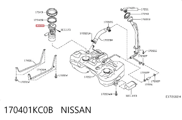 Regulador de presión de combustible del módulo de la bomba en el tanque 170401KC0B Nissan/Infiniti