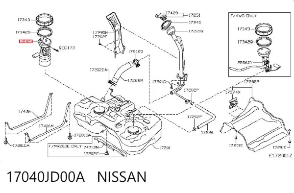 Bomba de gasolina 17040JD00A Nissan/Infiniti