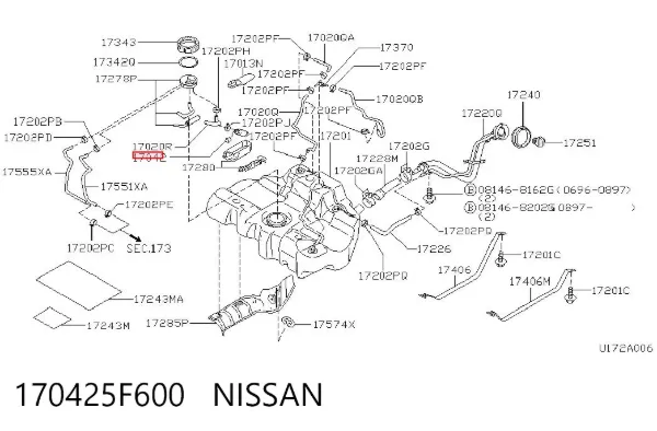 Elemento de turbina de la bomba de combustible 170425F600 Nissan/Infiniti