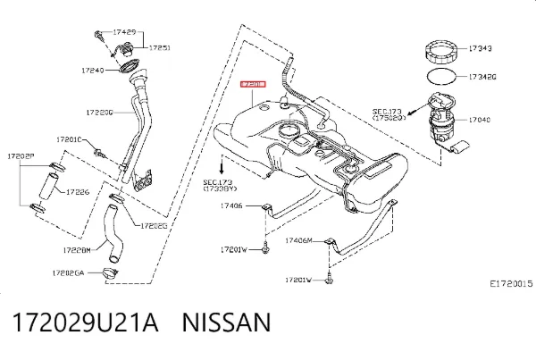 Depósito de gasolina 172029U21A Nissan/Infiniti