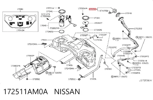 Tapa de depósito de combustible 172511AM0A Nissan/Infiniti