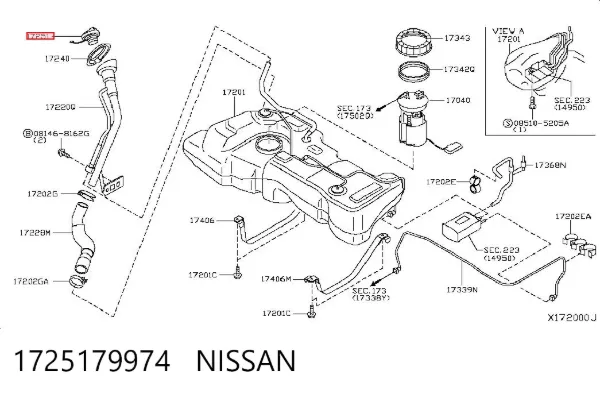 Tapa de depósito de combustible 1725179974 Nissan/Infiniti