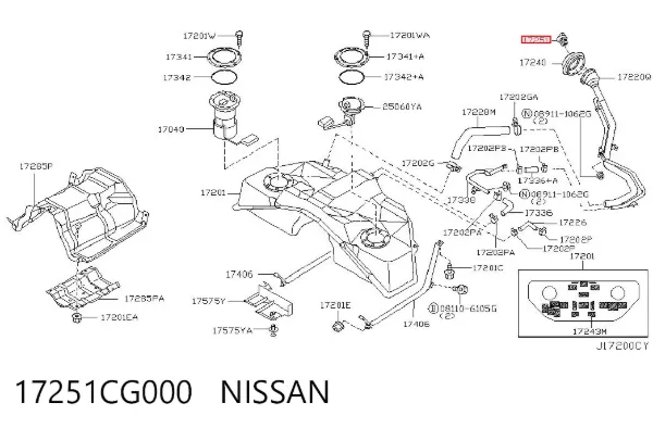 Tapa de depósito de combustible 17251CG000 Nissan/Infiniti