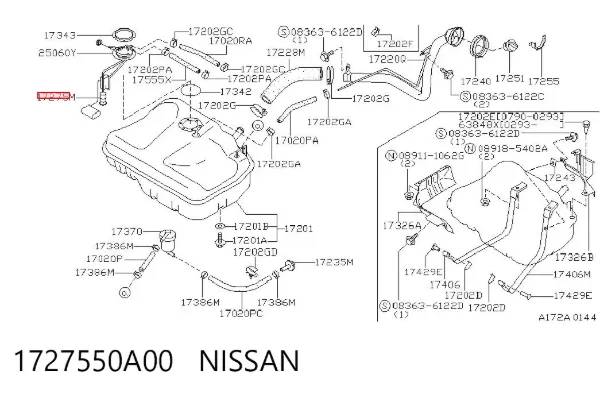 Filtro de combustible 1727550A00 Nissan/Infiniti