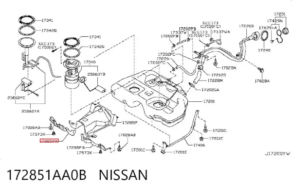 Protector de cárter y depósito de combustible 172851AA0B Nissan/Infiniti