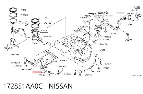 Protector de cárter y depósito de combustible 172851AA0C Nissan/Infiniti