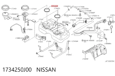 Junta del sensor de nivel de combustible/bomba de combustible (depósito de combustible) NISSAN 1734250J00